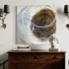 Acrylic painting of an empty nest in a wine glass by Lindsey Kiser