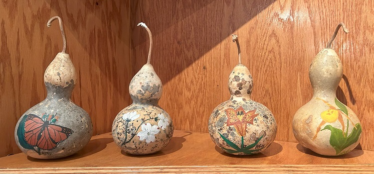 Collection of Painted Wildflowers and Butterflies on Gourds by Lindsey Kiser