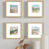 Photograph of four watercolors from Lindsey Kiser's Tails California series