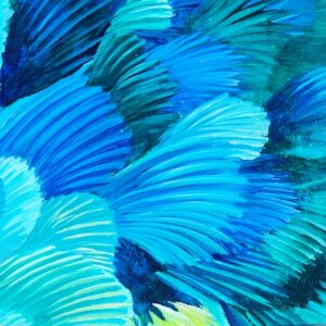 Blue hummingbird feathers under a microscope appear as abstract of nonobjective art by Lindsey Kiser.