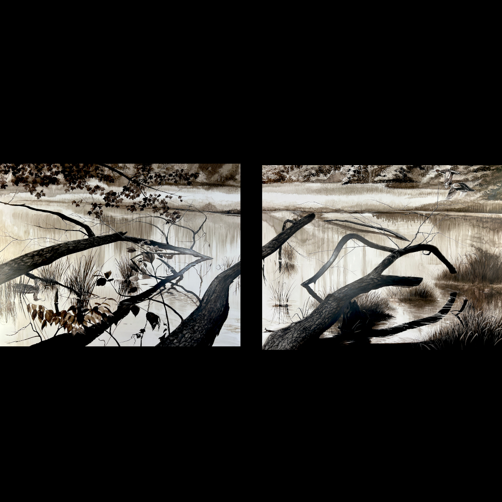 Image of a Ruffed Grouse rendered in scratchboard by Nature Artist Lindsey Kiser.