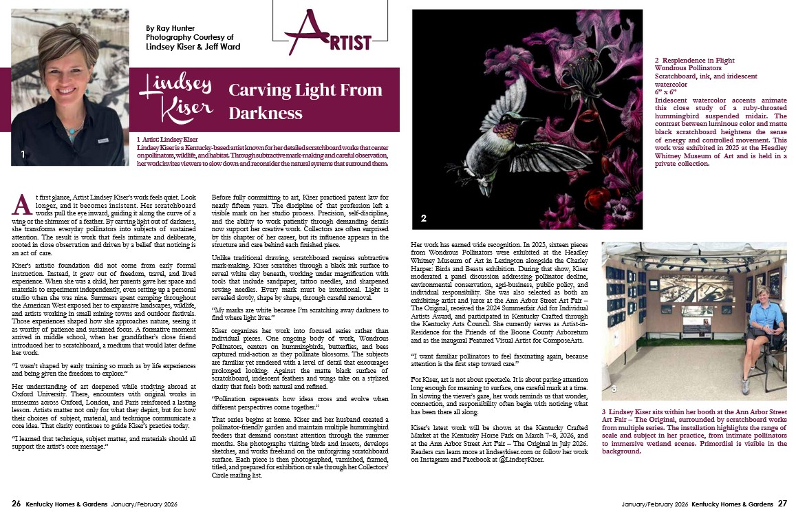 Article about Lindsey Kiser in the Jan 2026 Issue of Kentucky Home and Gardens Magazine